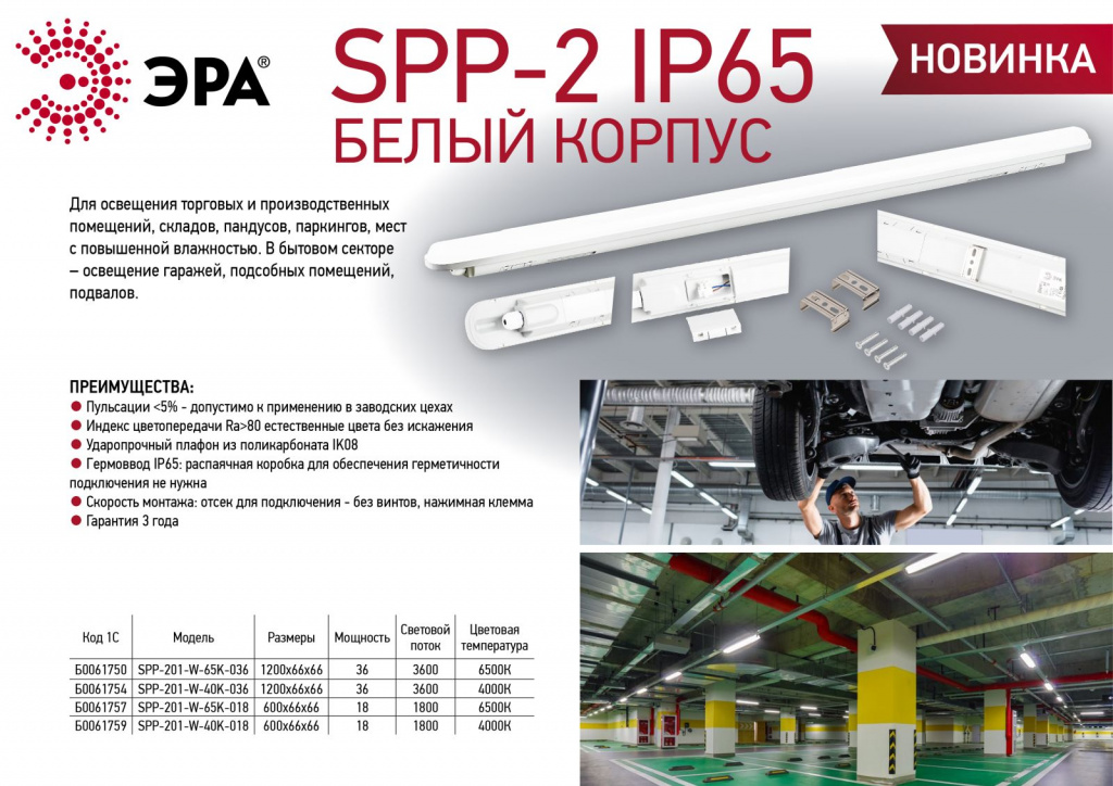 Линейные промышленные светильники ЭРА SPP-2 теперь и в белом корпусе!